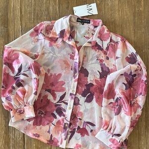 Zara Floral Blouse in Pink and Purple